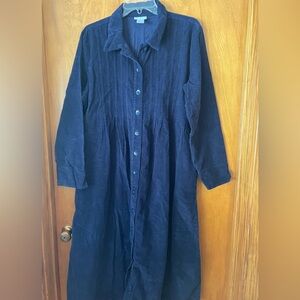 NWOT navy blue corduroy dress with back tie size large